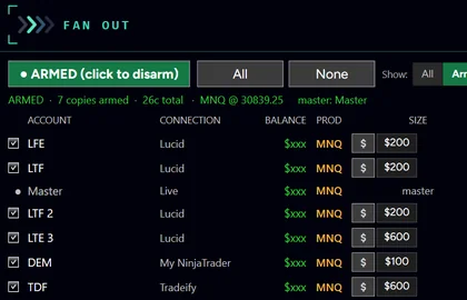 Fan-Out copying one trade to seven accounts